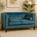 2 Seater Teal Blue Velvet Sofa | Felisa