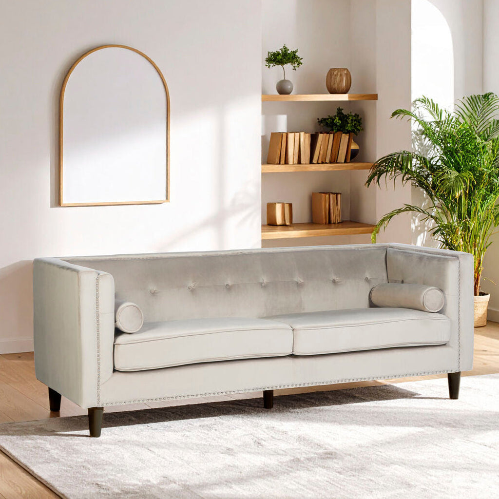 3 Seater Mink Velvet Sofa | Felisa