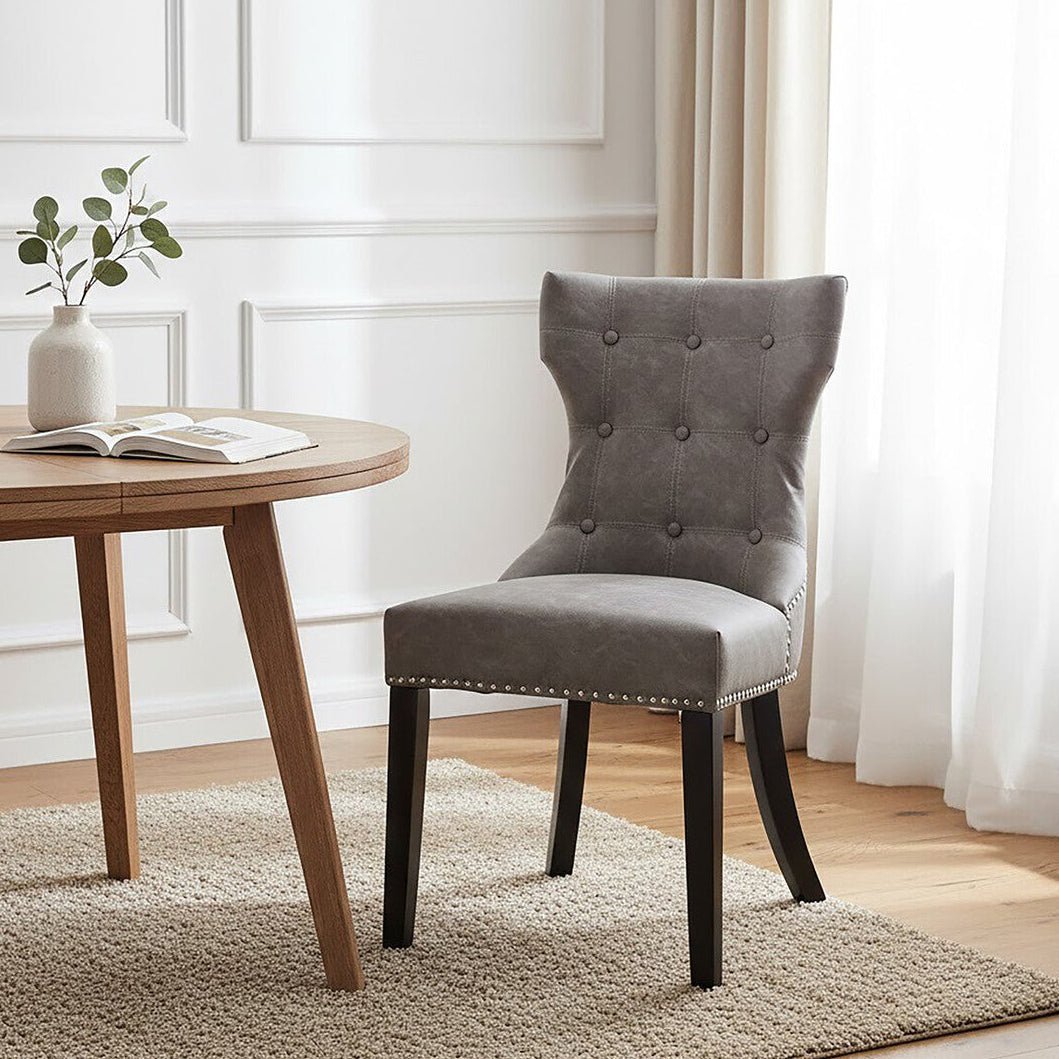Grey Leather Effect Dining Chair | Daxton