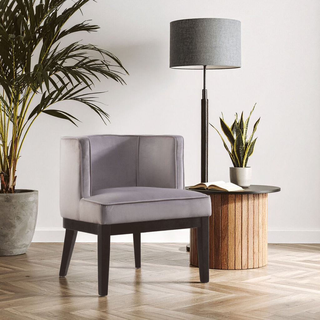 Light Grey Velvet Curved Back Chair | Daxton