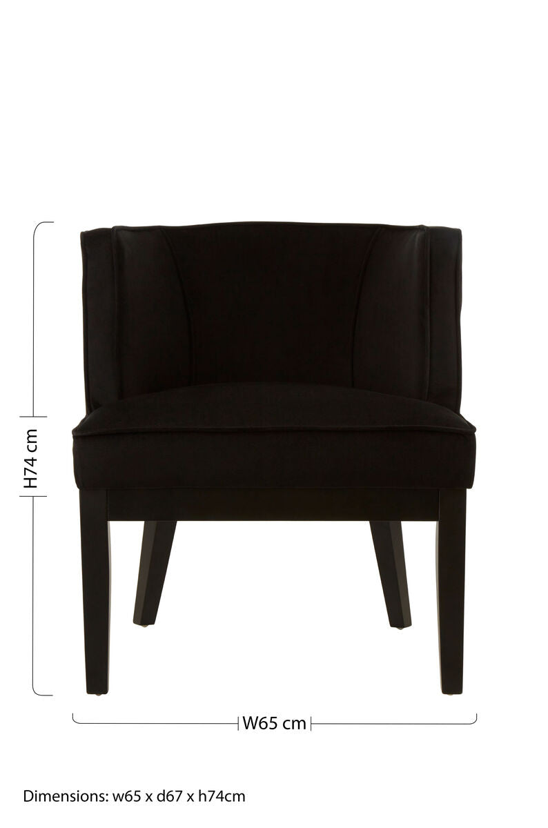 Black Velvet Curved Back Chair | Daxton