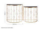 Set of 2 Art Deco Black Glass Tops Console Tables with Gold Slim Vertical Lines Frame | Faiza