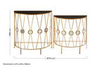 Set of 2 Black Glass Tops Console Tables with Gold Finish Cross Frame | Faiza