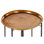 Large Brass Finish Tray Top and Black Metal Base Side Table | Hege
