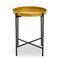 Small Brass Finish Tray Top and Black Metal Base Side Table | Hege