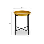 Small Brass Finish Tray Top and Black Metal Base Side Table | Hege