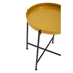 Small Brass Finish Tray Top and Black Metal Base Side Table | Hege
