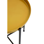 Small Brass Finish Tray Top and Black Metal Base Side Table | Hege