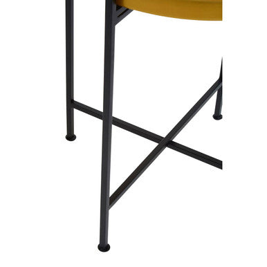 Small Brass Finish Tray Top and Black Metal Base Side Table | Hege