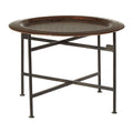 Crocodile Texture Copper Finish Top Round Side Table with Black Metal Base | Hege