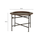 Crocodile Texture Copper Finish Top Round Side Table with Black Metal Base | Hege