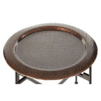 Crocodile Texture Copper Finish Top Round Side Table with Black Metal Base | Hege