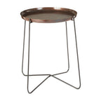 Crocodile Texture Copper Finish Top and Black Metal Base Round Side Table | Hege
