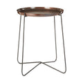 Crocodile Texture Copper Finish Top and Black Metal Base Round Side Table | Hege