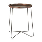 Crocodile Texture Copper Finish Top and Black Metal Base Round Side Table | Hege