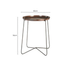 Crocodile Texture Copper Finish Top and Black Metal Base Round Side Table | Hege