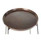 Crocodile Texture Copper Finish Top and Black Metal Base Round Side Table | Hege