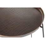 Crocodile Texture Copper Finish Top and Black Metal Base Round Side Table | Hege