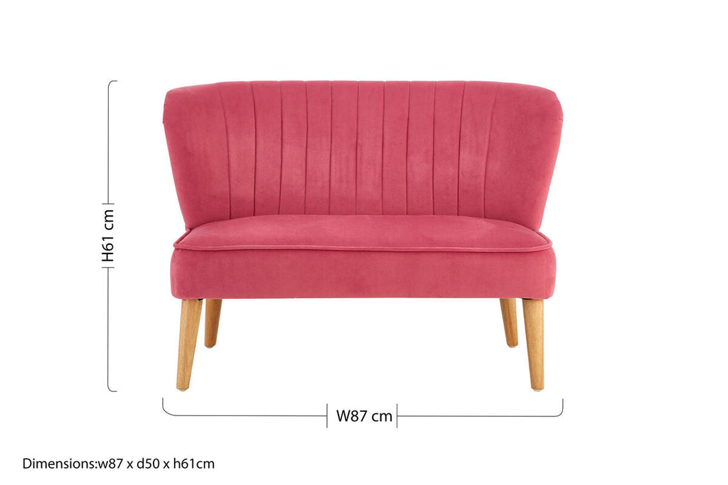 2 Seat Pink Velvet Kids Sofa | Mia