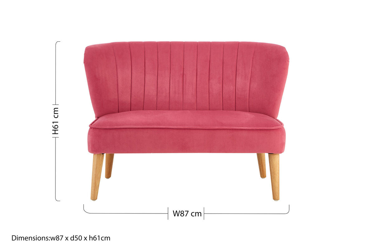 2 Seat Pink Velvet Kids Sofa | Mia