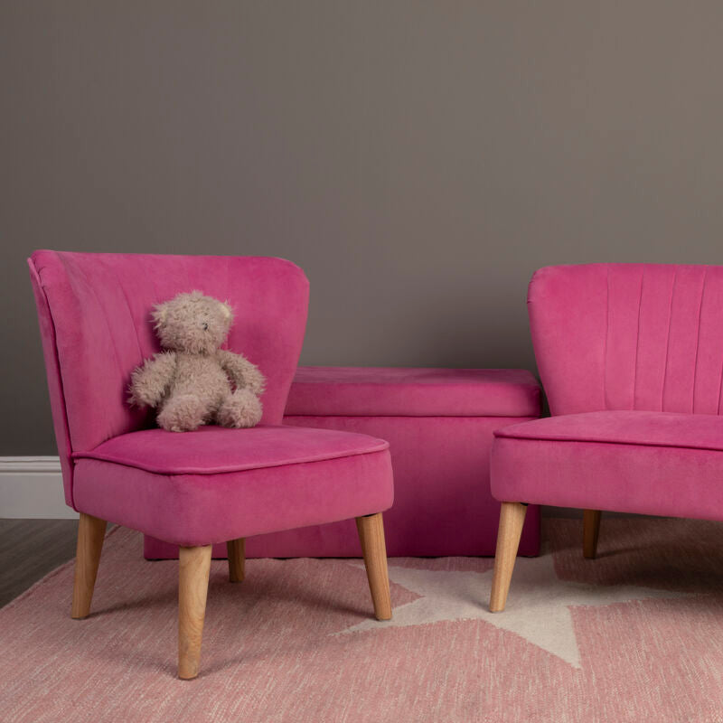Pink Velvet Kids Ottoman | Mia