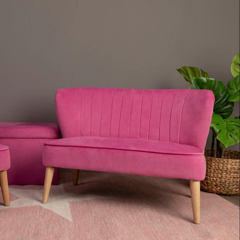 2 Seat Pink Velvet Kids Sofa | Mia