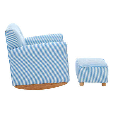 Blue and White Stripe Rocking Chair with Footstool | Kids