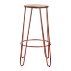 Rose Gold Finish Wooden Top Bar Stool with Metal Legs | District