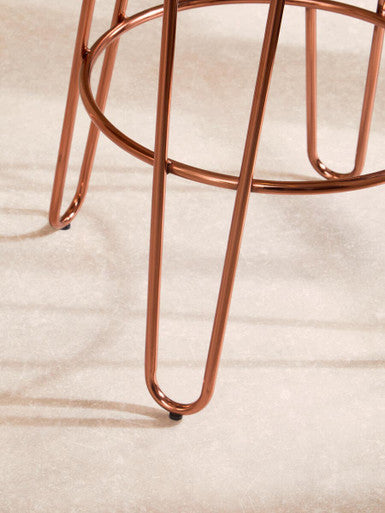 Rose Gold Finish Wooden Top Bar Stool with Metal Legs | District