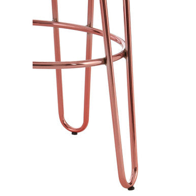 Rose Gold Finish Wooden Top Bar Stool with Metal Legs | District