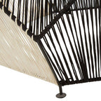 Natural Mango Wood Top Hexagon Coffee Table with Two Tone Black and Silver Geometric Woven Base | Fusion