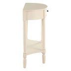 White Semi Circular Top Wooden One-Drawer Console Table with Lower Storage Shelf, Heritage