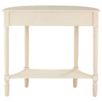 White Semi Circular Top Wooden One-Drawer Console Table with Lower Storage Shelf, Heritage