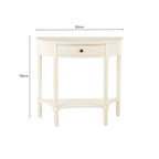 White Semi Circular Top Wooden One-Drawer Console Table with Lower Storage Shelf, Heritage