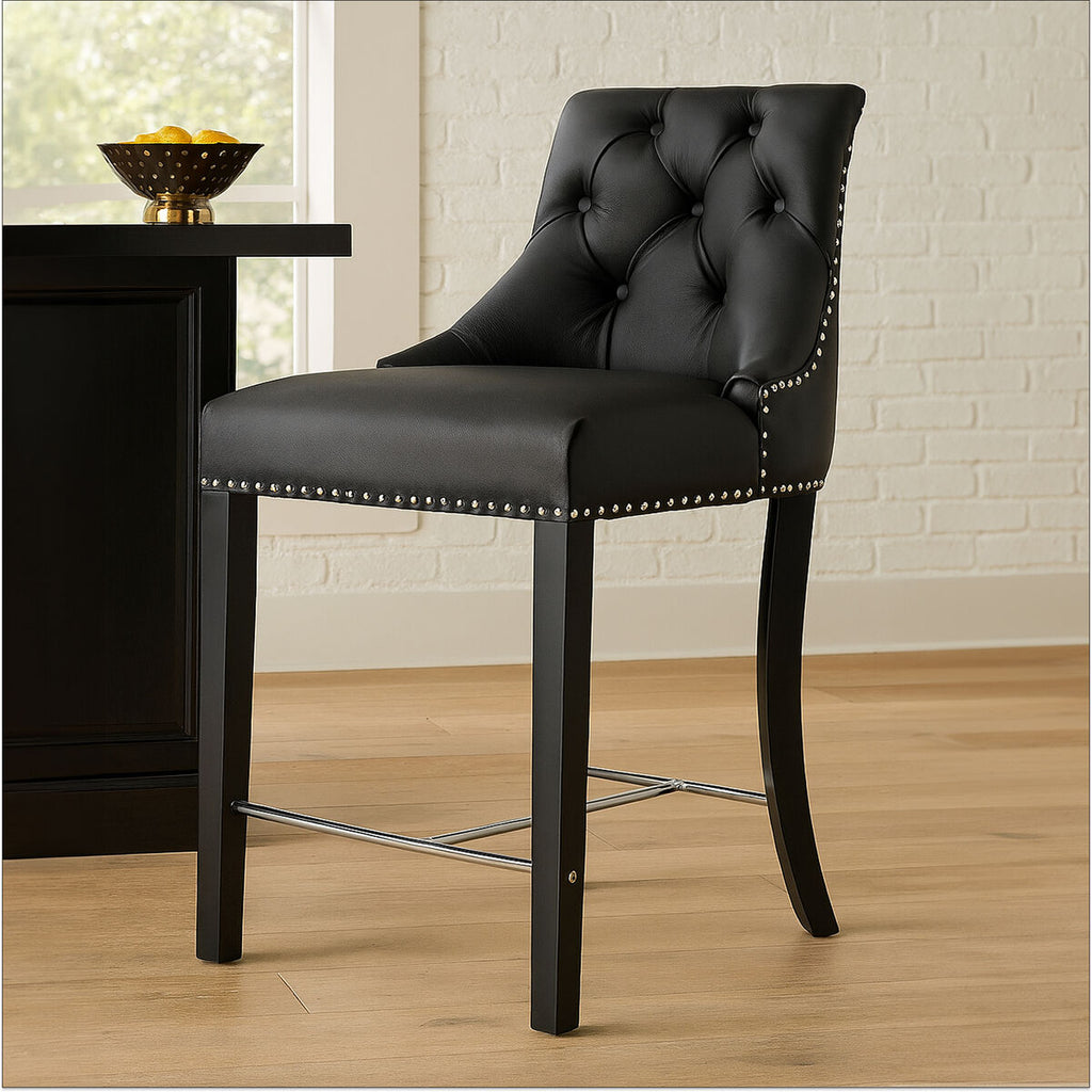 Black Faux Leather Bar Chair | Regents Park