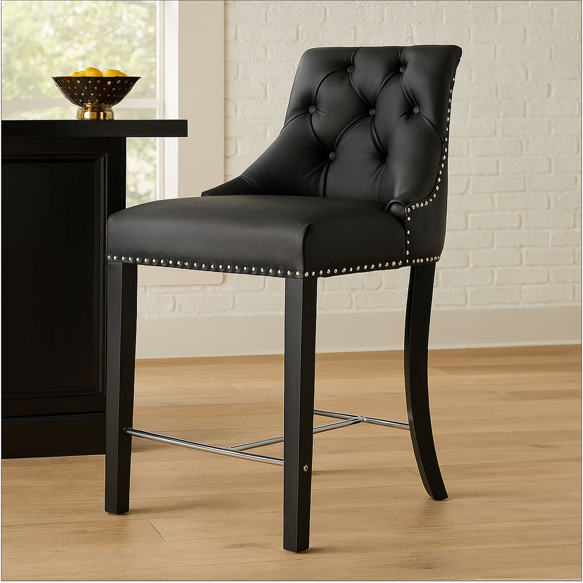 Black Faux Leather Bar Chair | Regents Park