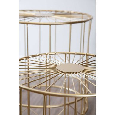 Gold Sunburst Tops Design Side Tables with Gold Meta Frame | Lexi