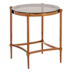 Rose Gold Steel Frame Side Table with Tempered Glass Top | Forli