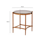 Rose Gold Steel Frame Side Table with Tempered Glass Top | Forli