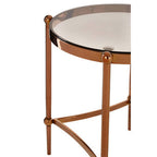Rose Gold Steel Frame Side Table with Tempered Glass Top | Forli