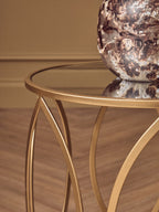 Set of 2 Gold Finish Metal Frame and Mirrored Top Side Tables | Arcana