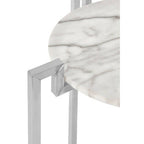 White Marble Top Side Table with Angular Chrome Metal Frame | Cibal