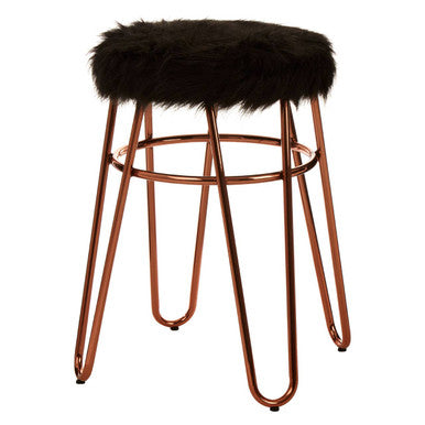 Faux Fur Rose Gold Finish Stool | District