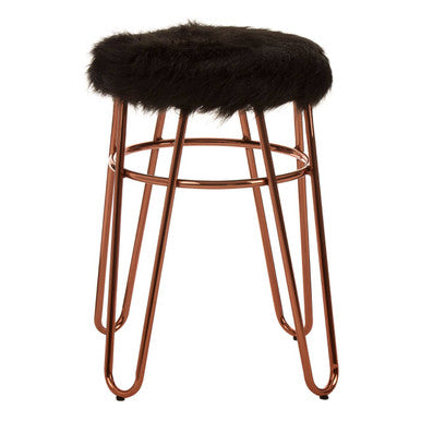 Faux Fur Rose Gold Finish Stool | District