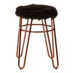 Faux Fur Rose Gold Finish Stool | District