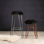 Faux Fur Rose Gold Finish Stool | District