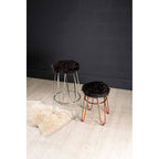 Faux Fur Rose Gold Finish Stool | District