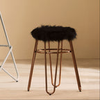 Faux Fur Rose Gold Finish Stool | District