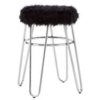 Black Faux Fur Stool | District