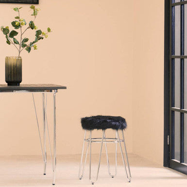 Black Faux Fur Stool | District